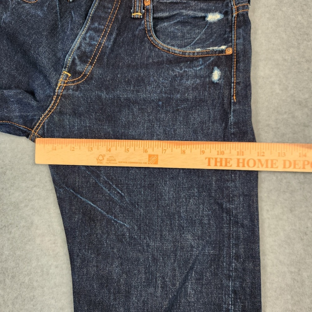 Chimala Jeans 31x34 Blue Raw Denim Straight Button Fly Distressed Made In Japan - Picture 16 of 16